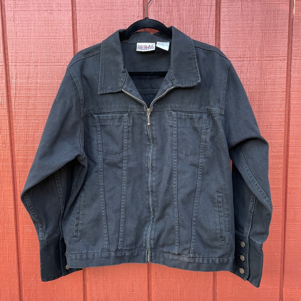 Vintage Bill Blass Black Denim Jacket Size XL